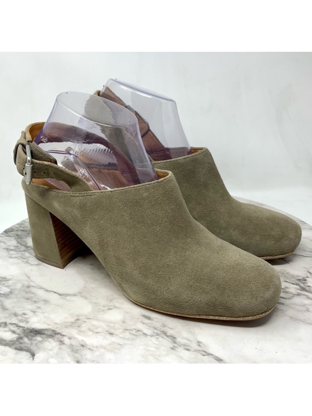 Gentle Souls Tami Green Suede Square Toe Comfort Slingback 9.5 Quiet Luxury Chic